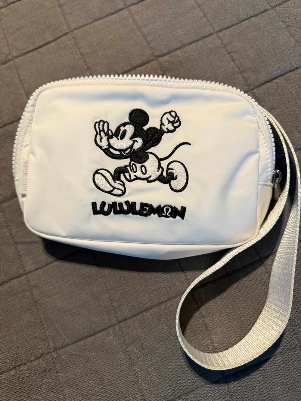 lululemon athletica White & Black Mickey Embroidered Crossbody Belt Bag